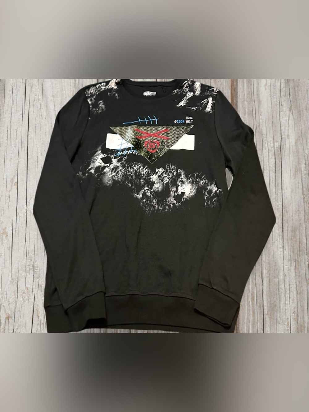 Men's  Xios Black Crewneck Sweatshirt with Graphic Print M